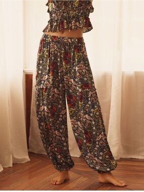 New Anthropologie Floral Silky Balloon Harem Pants